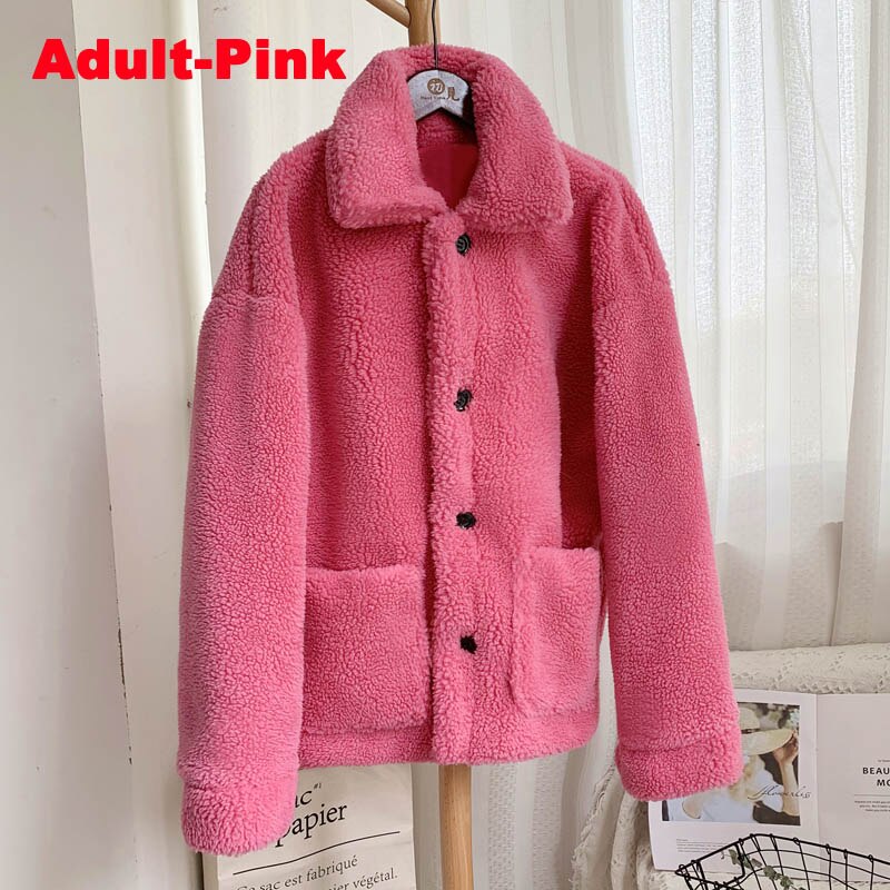 Christmas Gift Deanwangkt Fashion Mother & Daughter Teddy Faux Fur Coat Winter Warm Pocket Women Girls Overcoats Sisters Street Sweet Jacket Coats - Deanwangkt