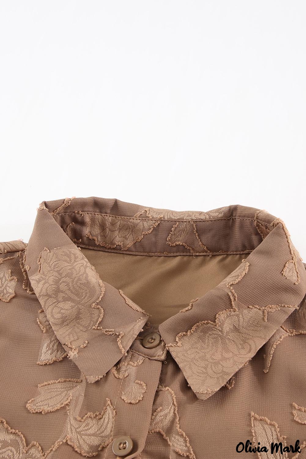 Deanwangkt - Brown floral textured shirt with collar and collar - Deanwangkt