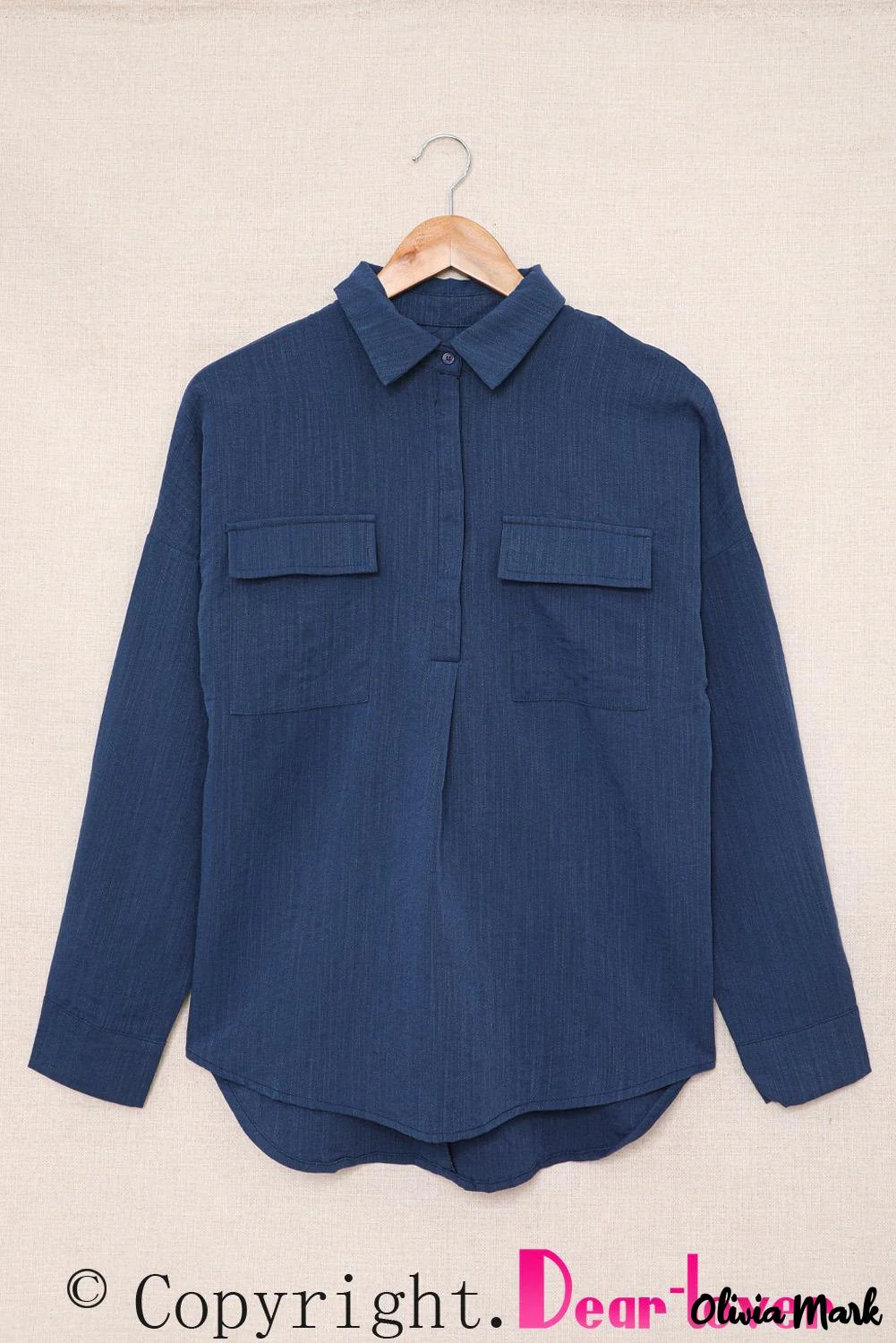 Deanwangkt - Khaki button down long sleeve shirt with pocket - Deanwangkt