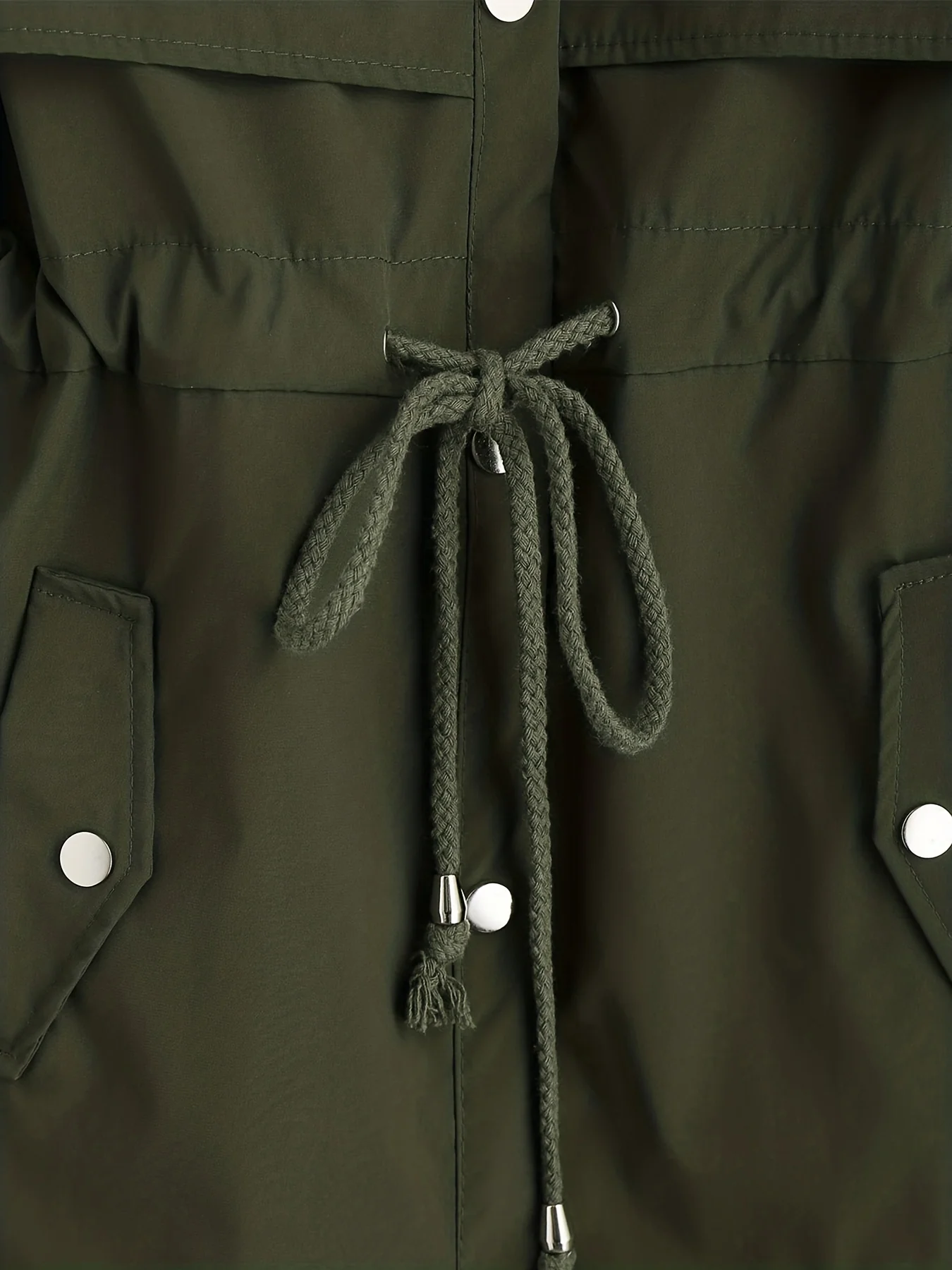 Button Front Drawstring Trench Coat, Casual Solid Long Sleeve Outerwear, Women's Clothing - Deanwangkt