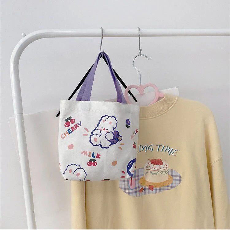 Bag female Deanwangkt new net red canvas bag female student Korean version messenger large capacity wild Harajuku small square bag female - Deanwangkt