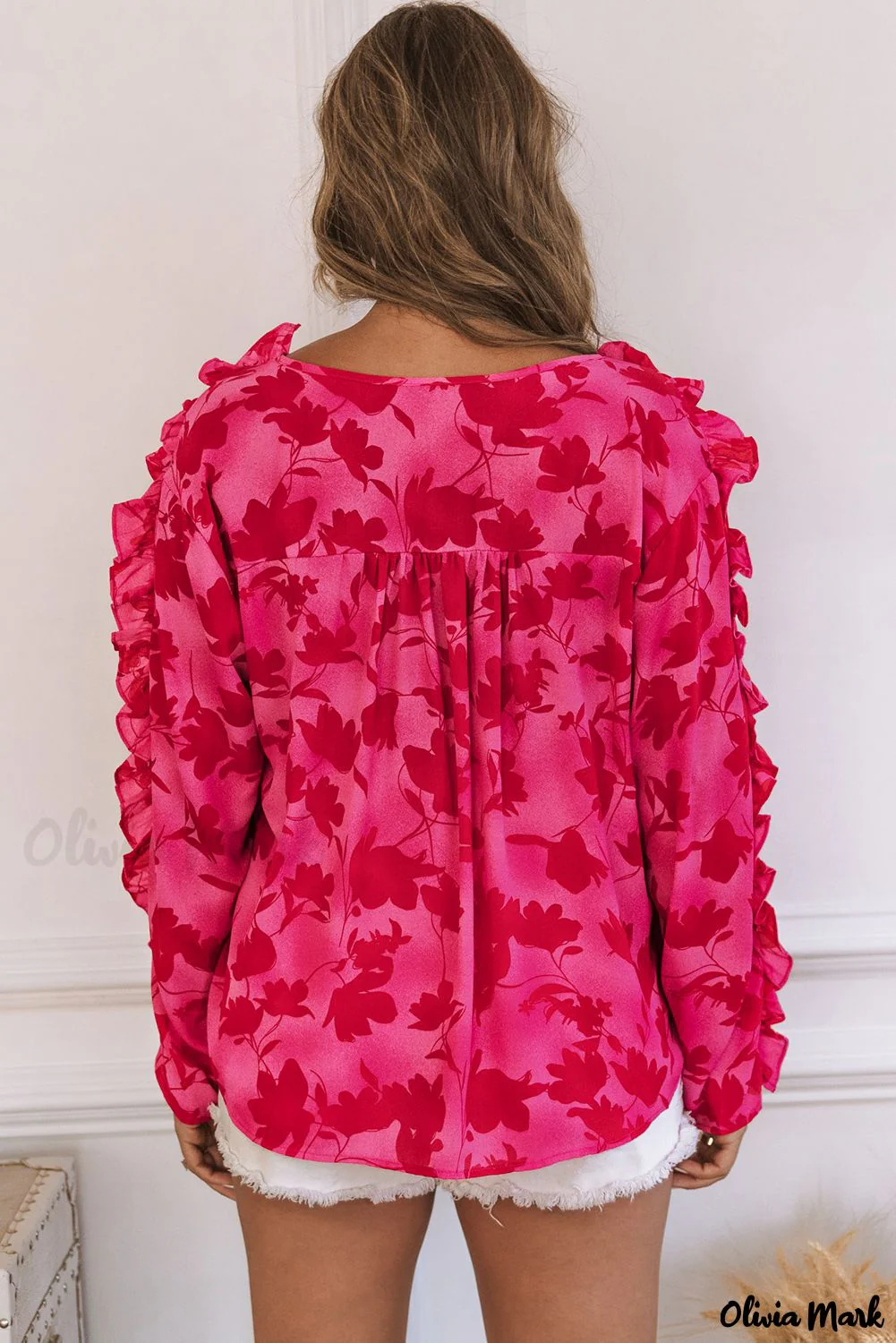 Deanwangkt - Floral blouse with pink ruffles - Deanwangkt