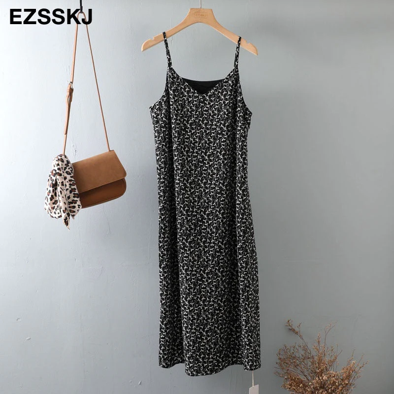 Christmas Gift A-line Spring summer  floral Deanwangkt Woman printed Stripe dress  Dress Casual Long Camisole dress Women Loose chiffon maix dress - Deanwangkt