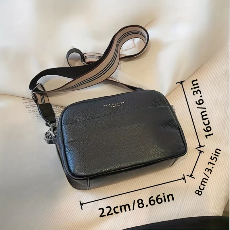 Simple Square Crossbody Bag, Women's Leather Shoulder Bag, Casual Every Day Purse With Zipper - Deanwangkt