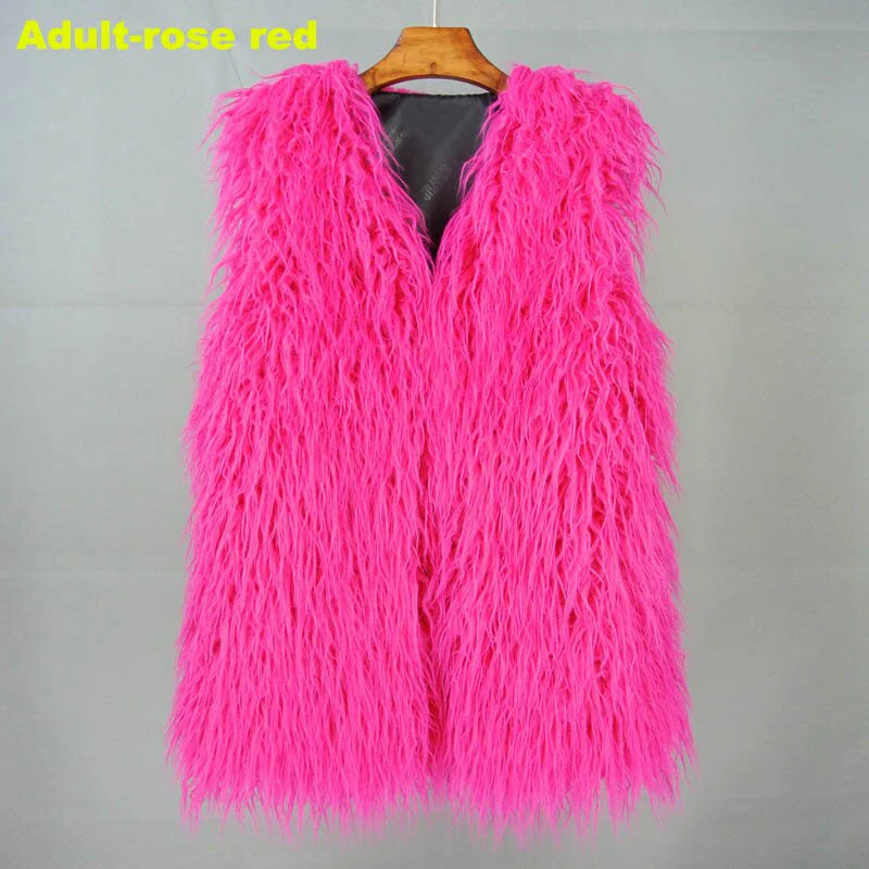 Christmas Gift Deanwangkt Autumn Winter Mother & Daughter Shaggy Faux Fur Vest Fashion Fluffy Sleeveless Waistcoat Outfits Street Fur Jacket Coats - Deanwangkt