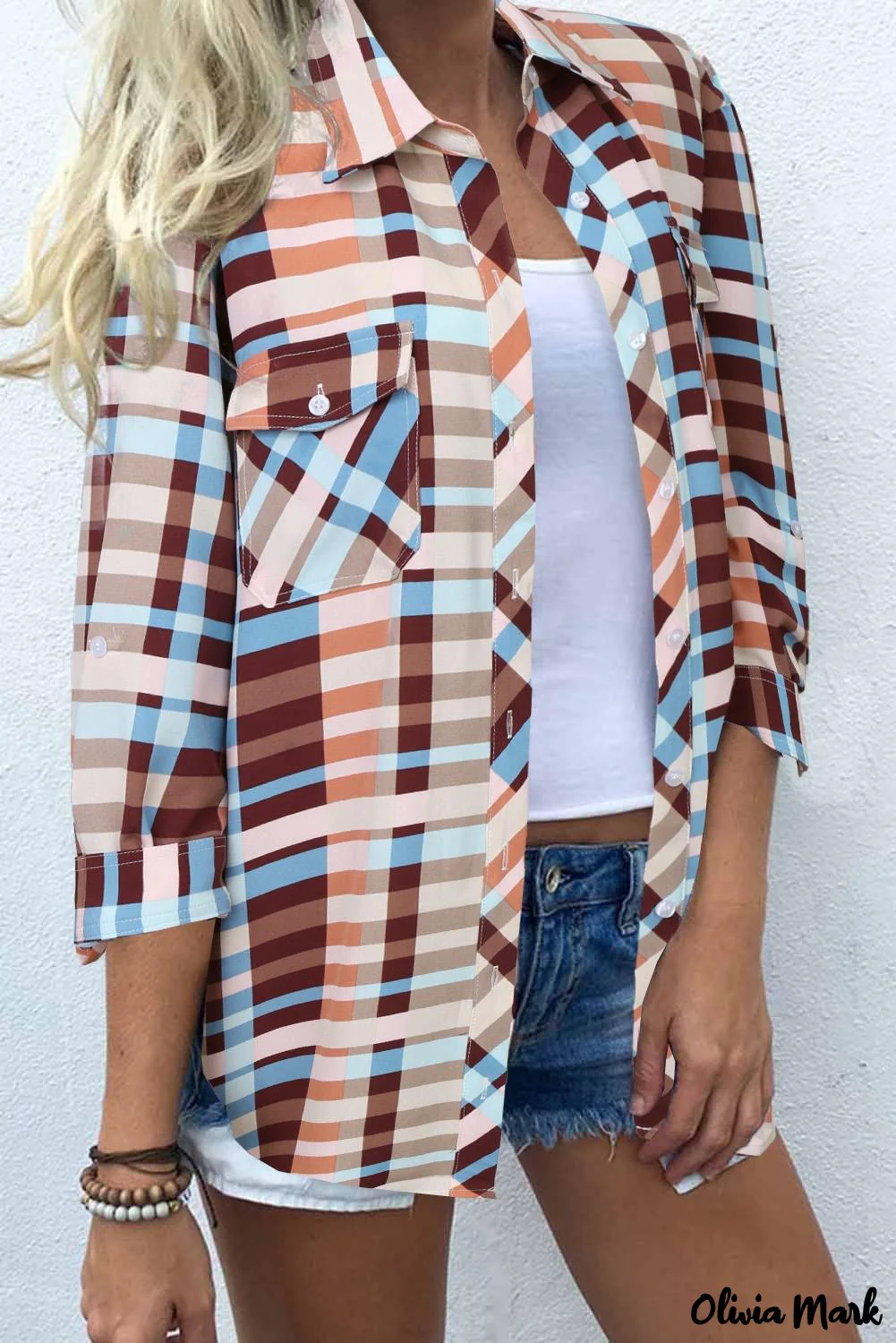 Deanwangkt - Multicolor Plaid Long Sleeve Pocket Shirt - Deanwangkt