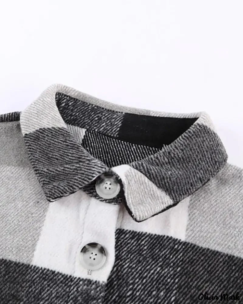 Deanwangkt - Plaid Print Long Sleeve Jacket With Button Pocket - Deanwangkt