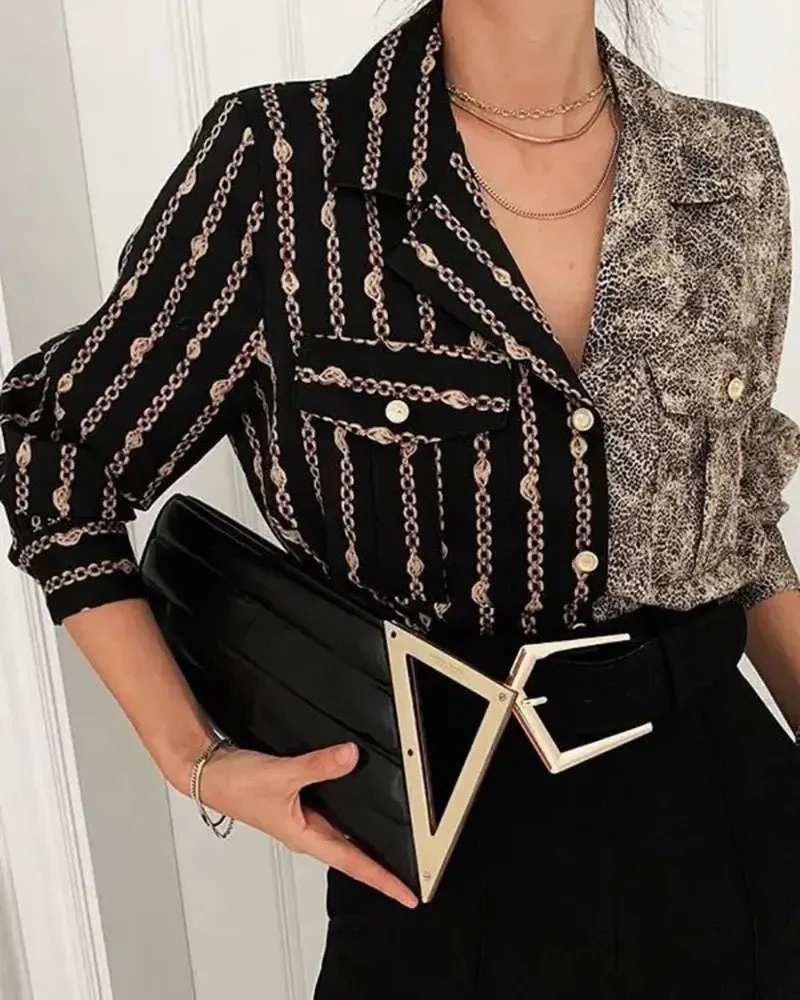 Deanwangkt - Snakeskin Print Long Sleeve Button Down Shirt - Deanwangkt