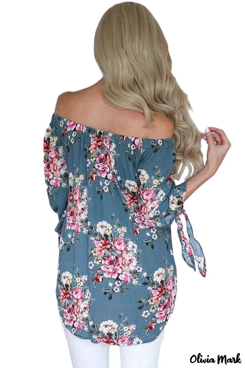 Deanwangkt - Sage blue floral off the shoulder top - Deanwangkt