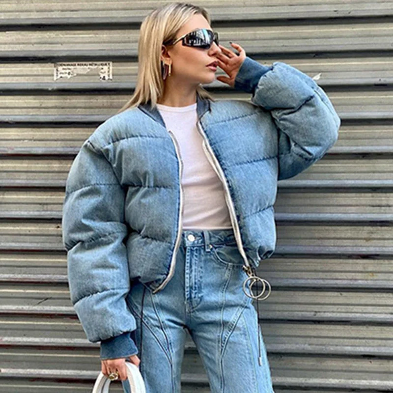 Black Friday Sales American Retro Short Parker Cotton-Padded Women Deanwangkt Autumn Winter New Old Pull Round Collar Warm Color Mosaic Coat - Deanwangkt