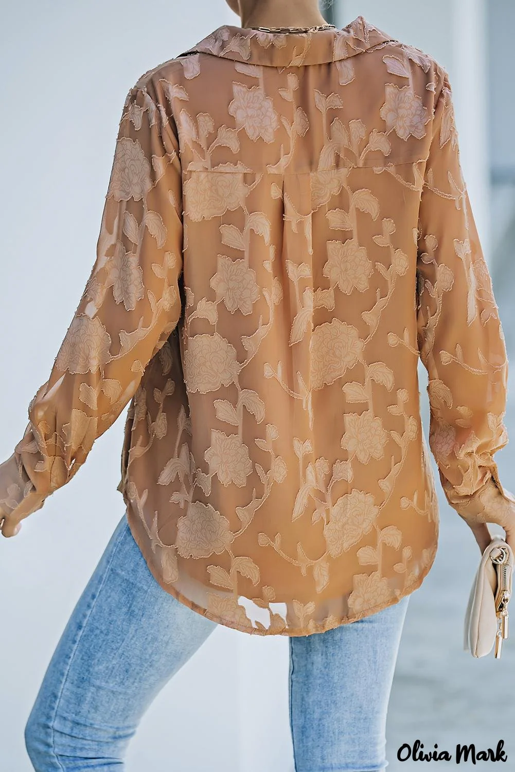 Deanwangkt - Brown floral textured shirt with collar and collar - Deanwangkt