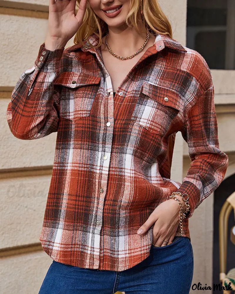 Deanwangkt - Plaid Print Long Sleeve Button-Up Shirt - Deanwangkt