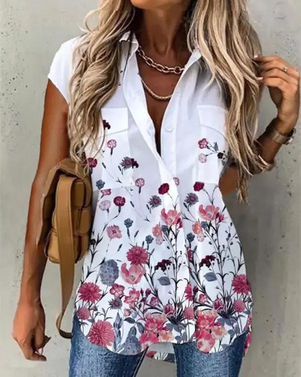 Deanwangkt - Floral Print Button Pocket Shirt - Deanwangkt