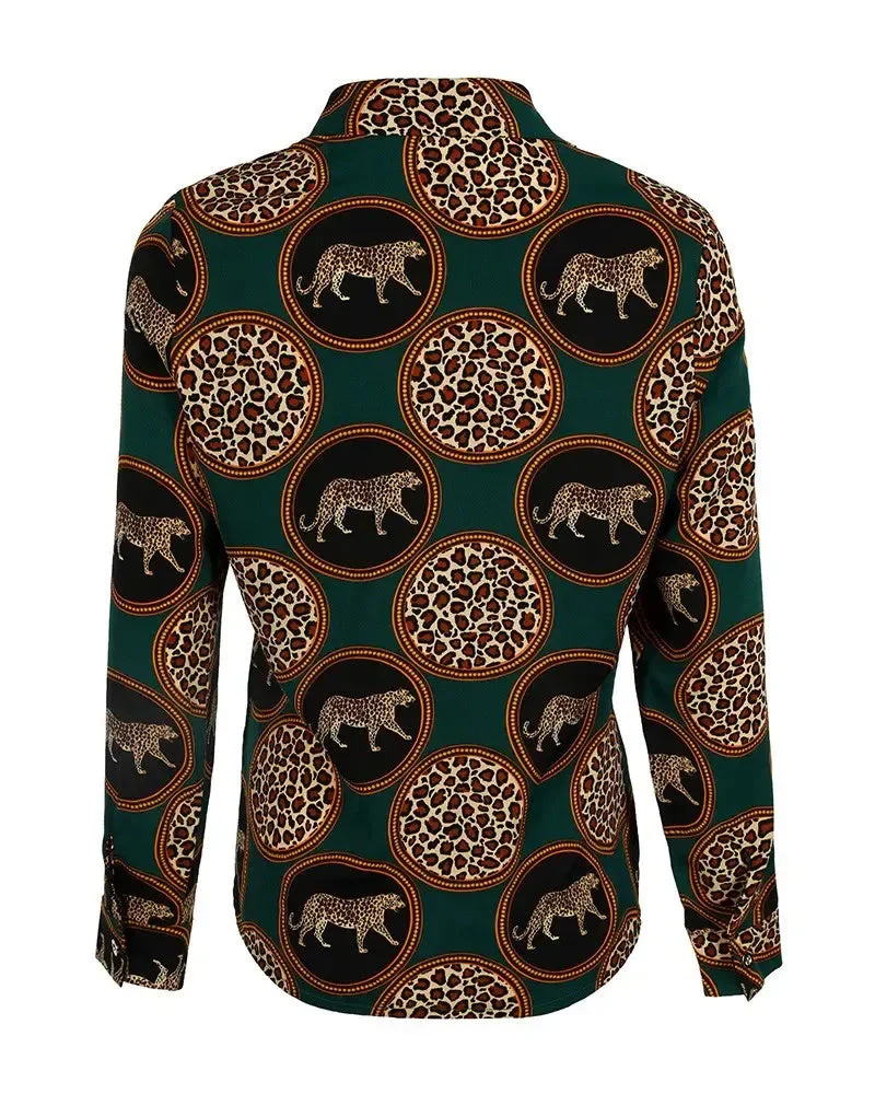 Deanwangkt - Leopard Print Button Down Long Sleeve Shirt - Deanwangkt