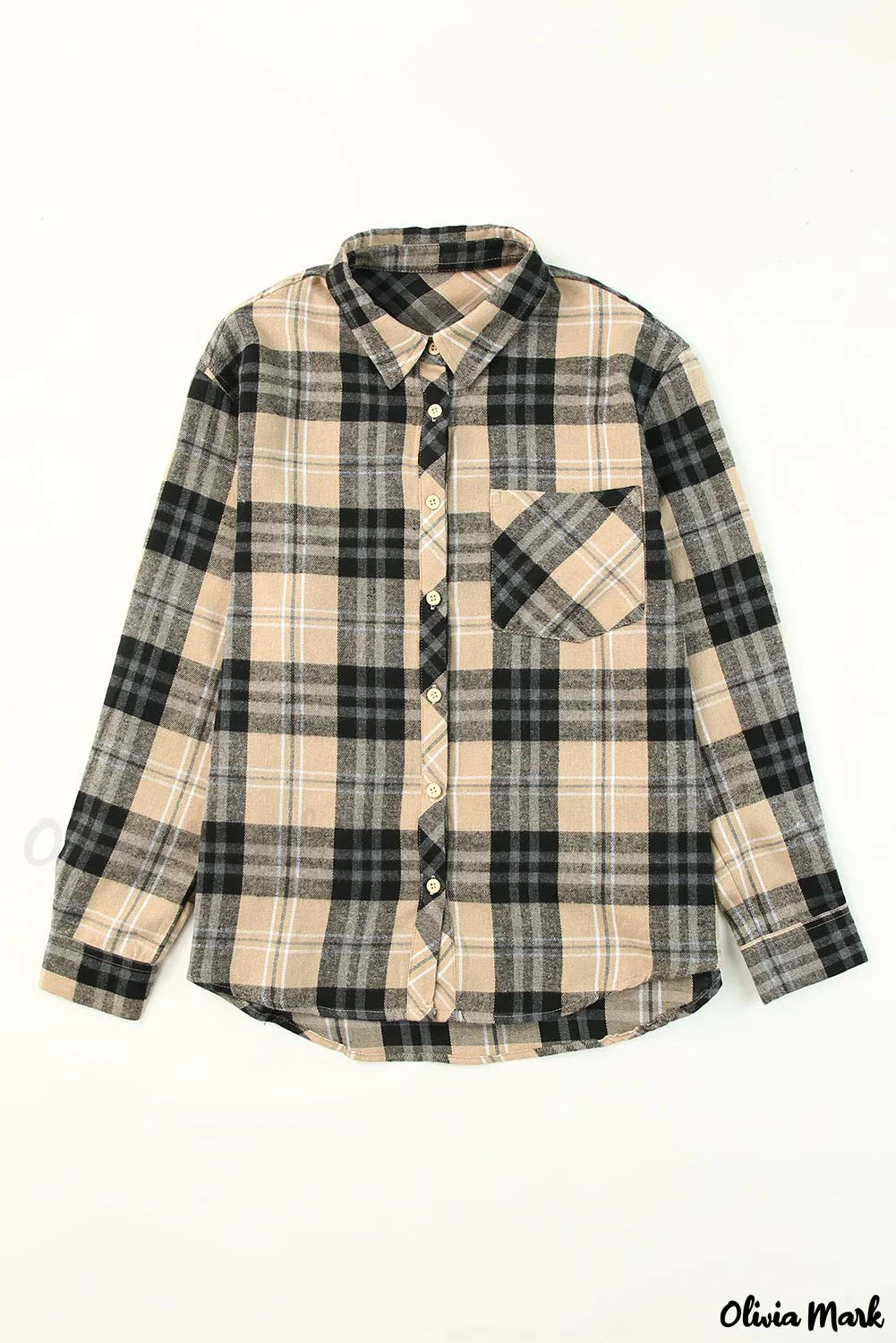 Deanwangkt - Khaki Check Button Long Sleeve Shirt - Deanwangkt