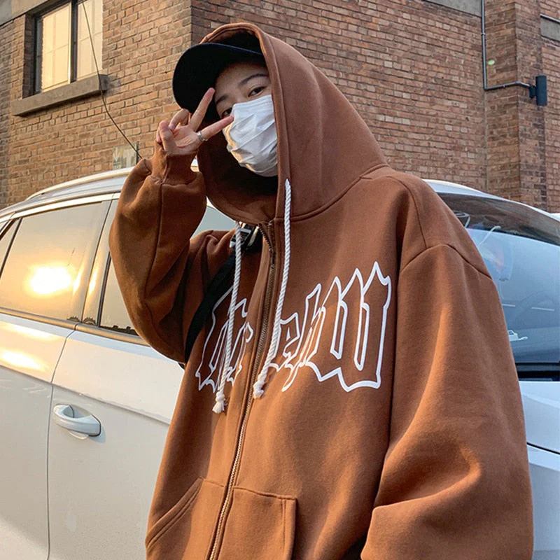 Black Friday Sales Sweater Cardigan Zipper Men's And Women's Letter Printing Hoodie Y2k Loose Trend All-Match Casual Autumn And Winter Pullover - Deanwangkt