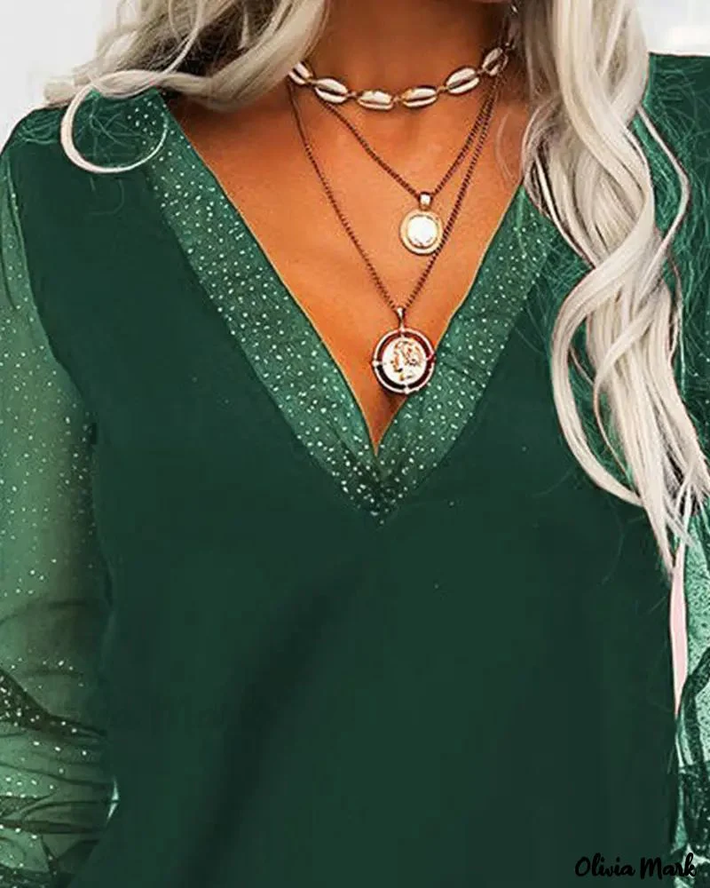 Deanwangkt - Contrast Mesh Long Sleeve Top - Deanwangkt