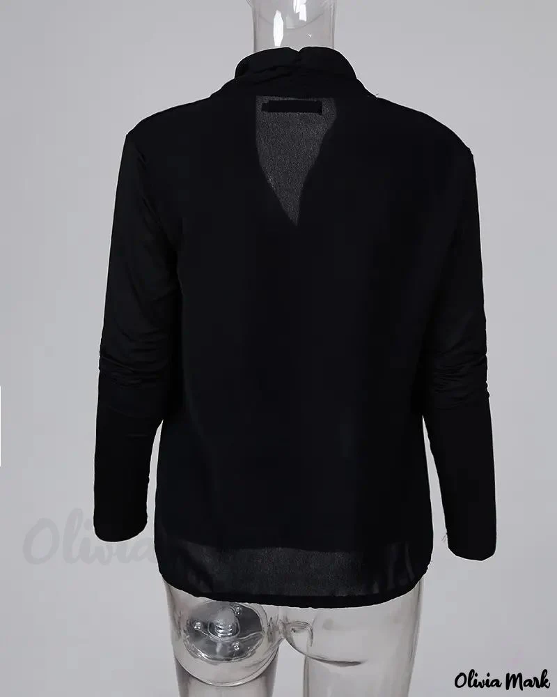 Deanwangkt - Casual Ruched Blouse with Long Sleeves and Solid Neckline - Deanwangkt