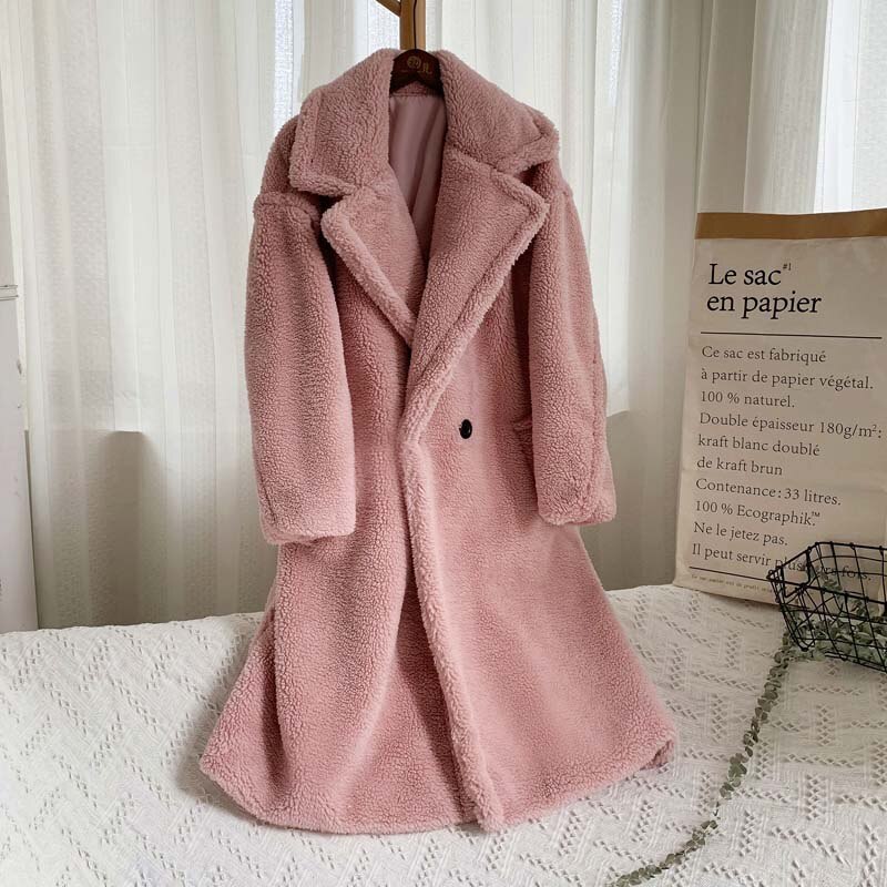 Christmas Gift Deanwangkt Winter Thicken Warm Faux Fur Teddy Coat Women Fashion Basic Lambswool Oversized Jacket Coats Street Fluffy Long Overcoat - Deanwangkt