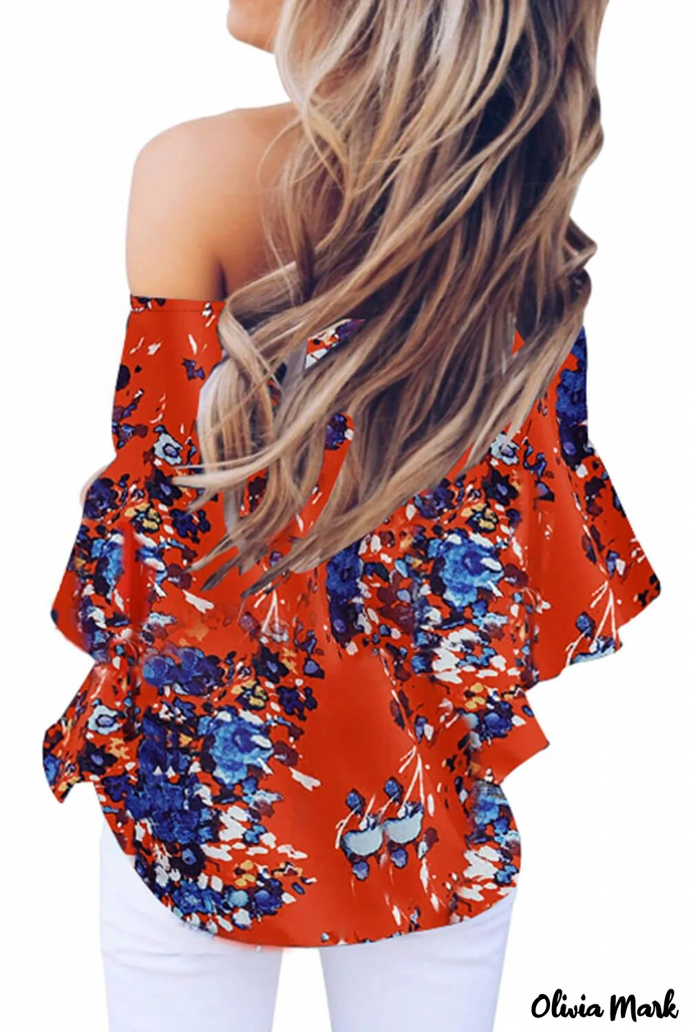 Deanwangkt - Blue Chiffon Off Shoulder Tie Front Blouse - Deanwangkt