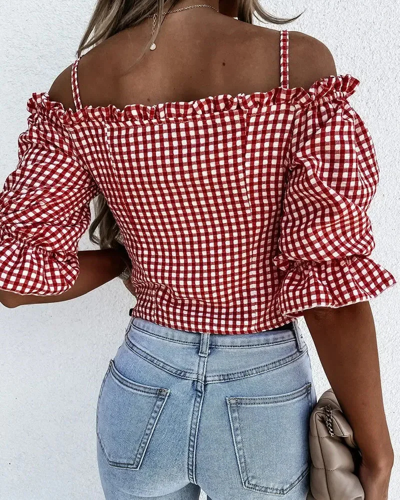 Deanwangkt - Off-the-Shoulder Ruffle Hem Top - Deanwangkt