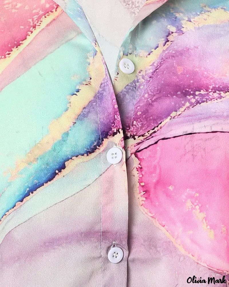 Deanwangkt - Marble Print Long Sleeve Button Down Shirt - Deanwangkt