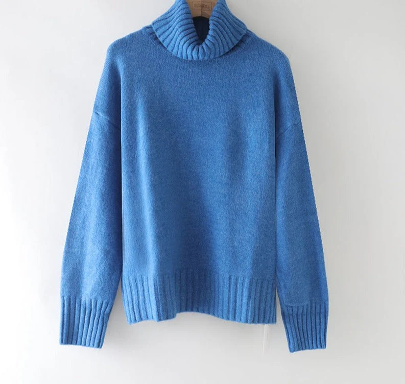 Christmas Gift autumn Winter casual cashmere oversize thick Sweater pullovers Women loose Turtleneck women's sweaters jumper - Deanwangkt