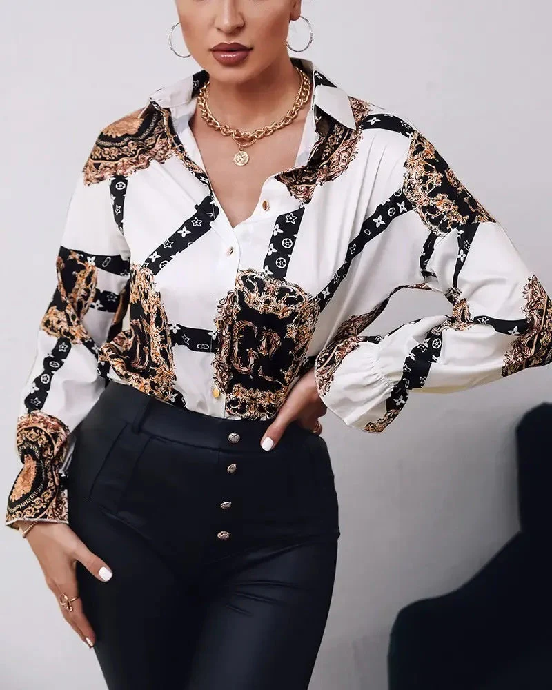 Deanwangkt - Baroque Print Button Down Long Sleeve Shirt - Deanwangkt