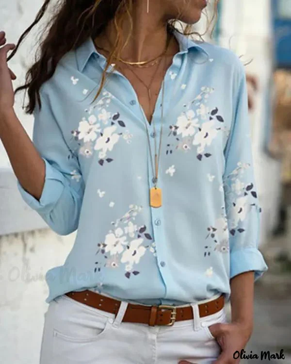 Deanwangkt - Floral Print Long Sleeve Casual Shirt - Deanwangkt