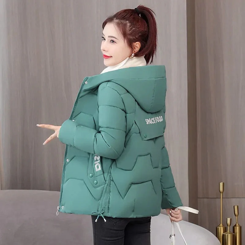 Christmas Gift Deanwangkt New Women Parka Winter Jacket Long Sleeve Hooded Short Coat Female Cotton Padded Parkas Casual Student Basic Jackets - Deanwangkt