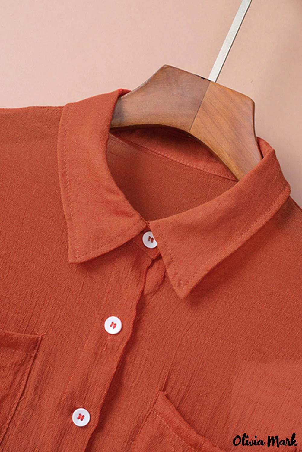 Deanwangkt - Red loose button-up long sleeve shirt with pocket - Deanwangkt