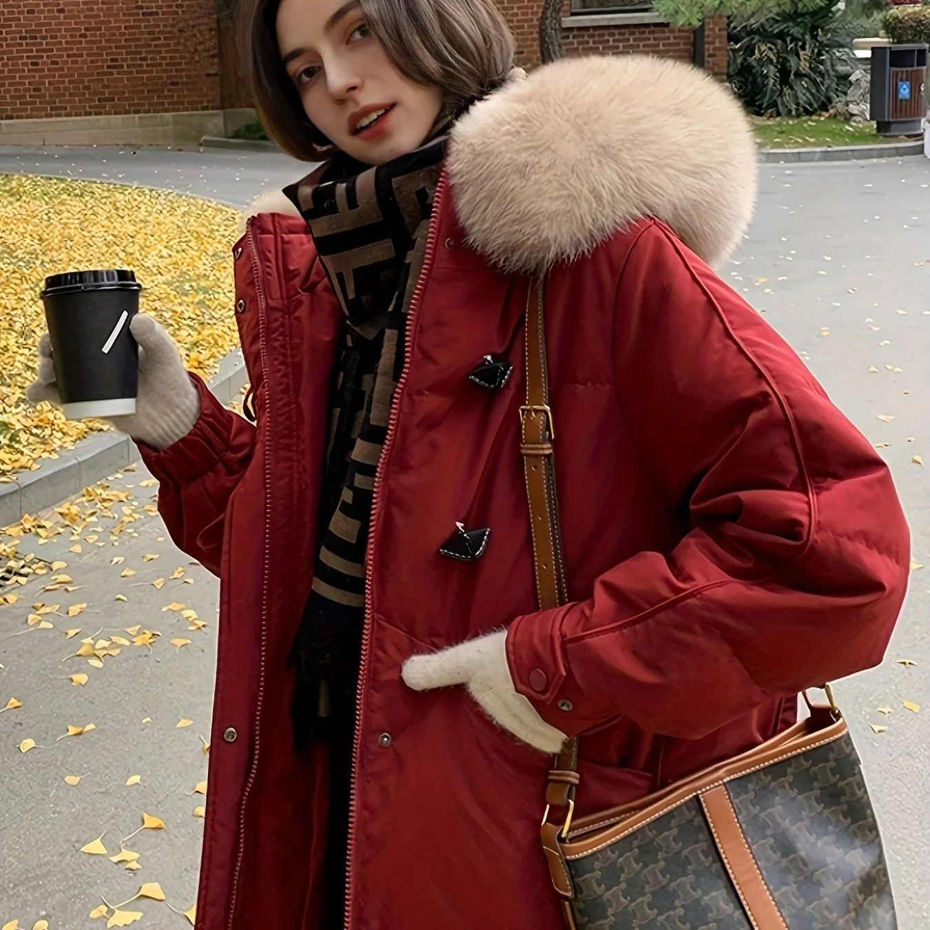 Fuzzy Trim Warm Hooded Coat, Casual Open Front Long Sleeve Winter Outerwear, Women's Clothing - Deanwangkt