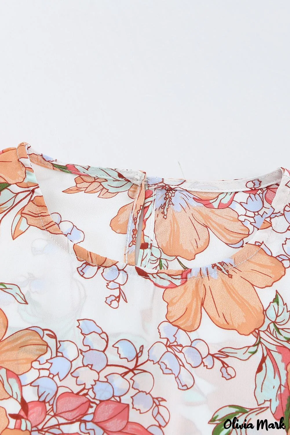 Deanwangkt - Orange floral print puff sleeve shirt with smocked cuffs - Deanwangkt