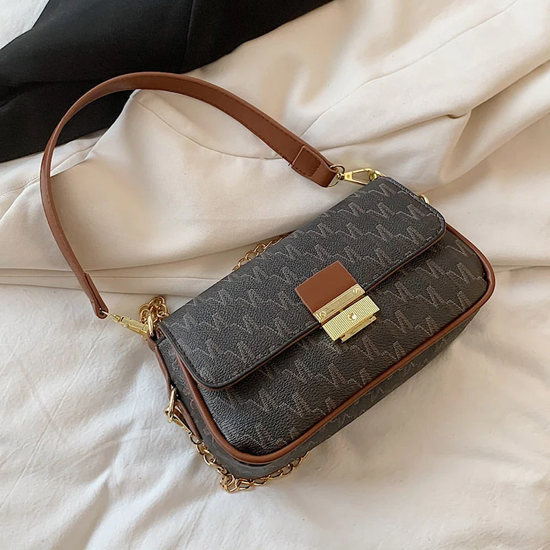 Back To College Deanwangkt Retro Letter PU Leather Small Underarm S Crossbody Bags For Women Travel Shoulder Purses And Handbag - Deanwangkt