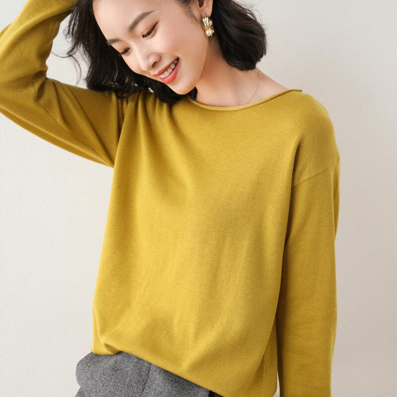 Christmas Gift Deanwangkt Autumn Winter Thin Sweater Women Knitted Sweater Fashion Crew-V-neck  Ladies Winter Sweater Korean College Style - Deanwangkt