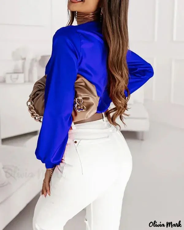 Deanwangkt - Womens Plain Long Sleeve Wrap Blouse - Deanwangkt