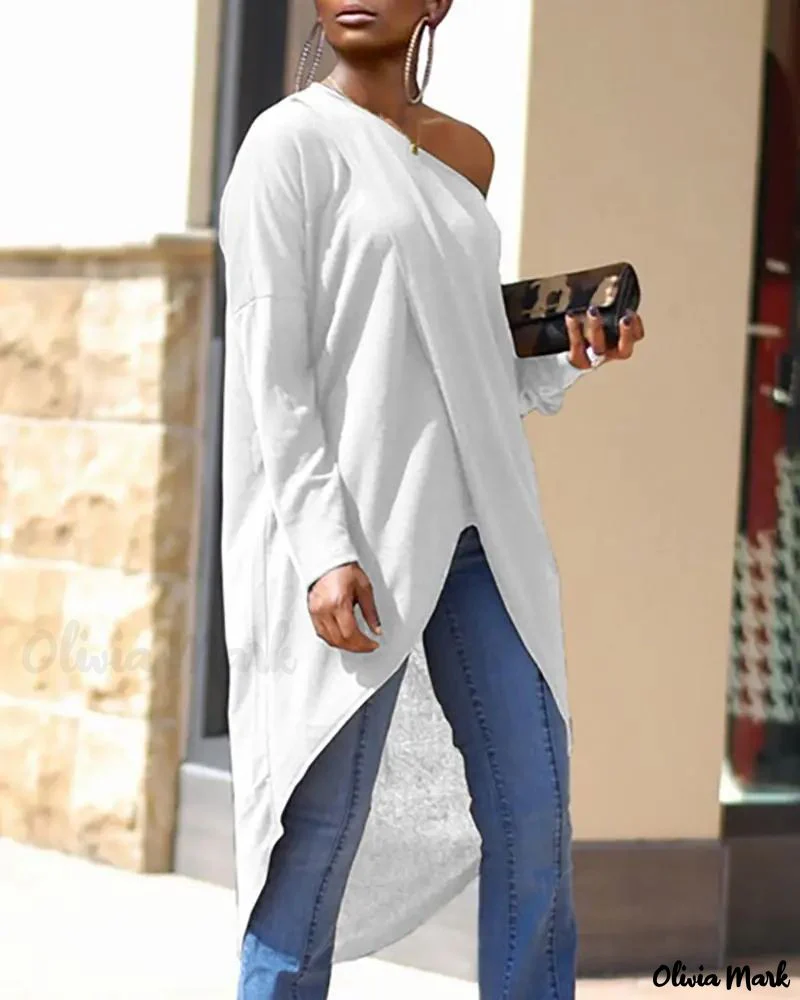 Deanwangkt - Long Sleeve Asymmetric Hem Top - Deanwangkt