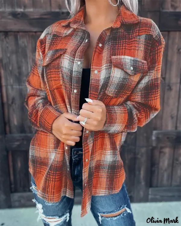 Deanwangkt - Plaid Print Long Sleeve Button-Up Shirt - Deanwangkt