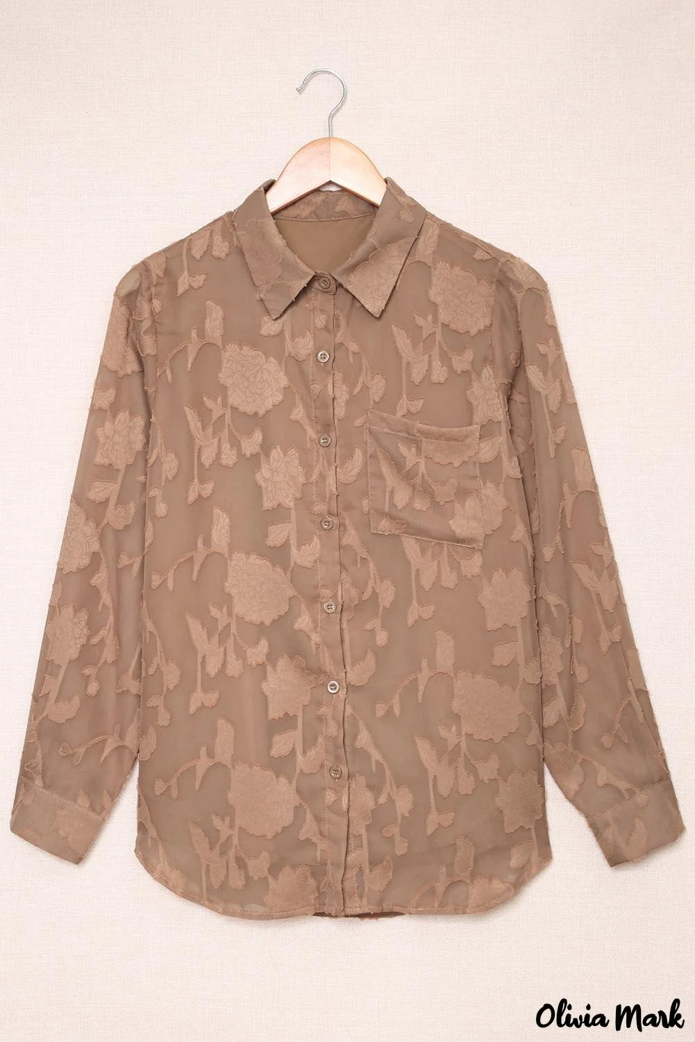 Deanwangkt - Brown floral textured shirt with collar and collar - Deanwangkt
