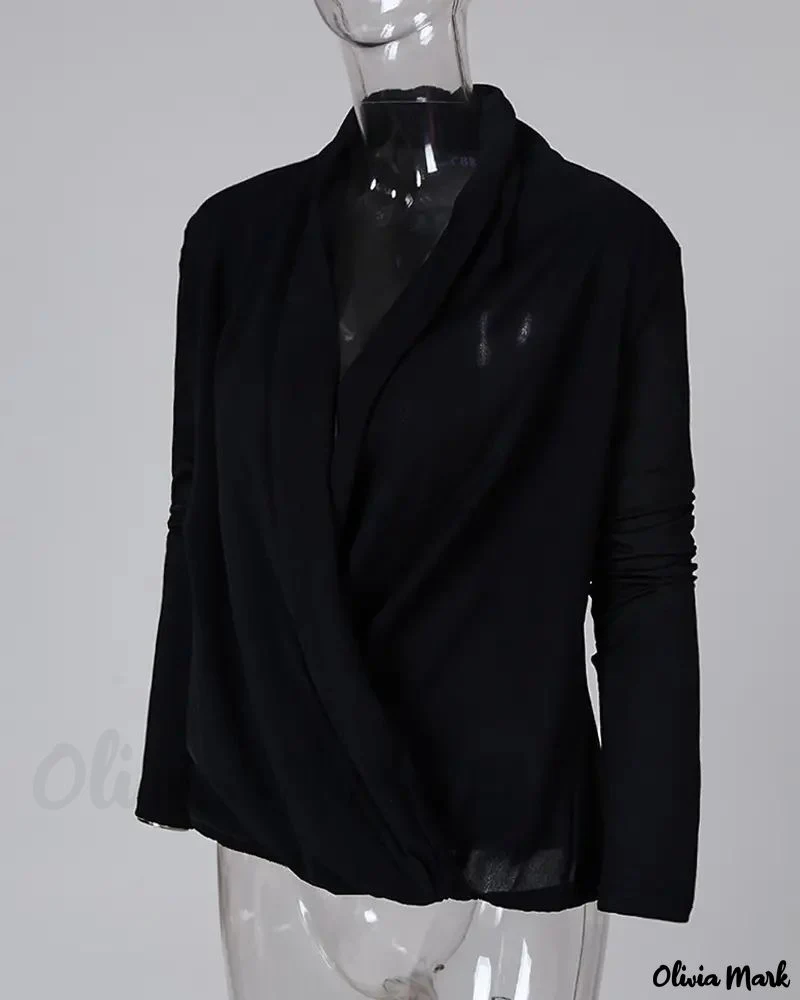 Deanwangkt - Casual Ruched Blouse with Long Sleeves and Solid Neckline - Deanwangkt