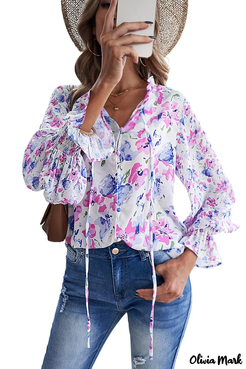 Deanwangkt - Cakewalk Rose Floral Smocked Blouse - Deanwangkt