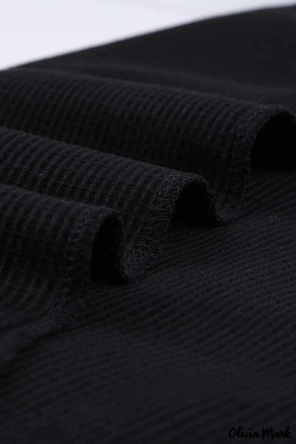 Deanwangkt - Black Waffle Knit Printed Crew Neck Blouse - Deanwangkt