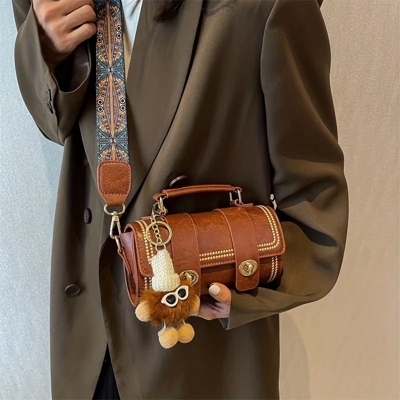 deanwangkt-1 Vintage Square Handbags, Ethnic Style Crossbody Bag, Women's Mini Flap Purse With Buckle Decor (19.0*8.99*10.01cm) - Deanwangkt