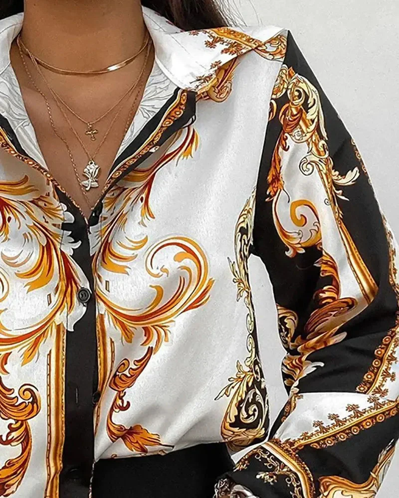 Deanwangkt - Baroque Print Long Sleeve Button Down Shirt - Deanwangkt