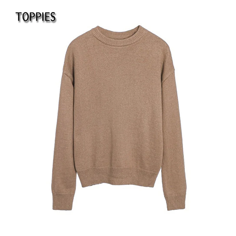 Christmas Gift  Deanwangkt Autumn Winter 15% Wool Sweater Solid Green Round Neck Sweater Soft Warm Knitted Tops - Deanwangkt