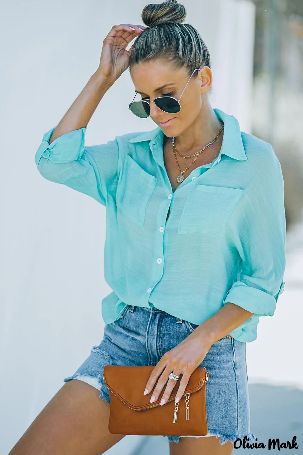 Deanwangkt - Red loose button-up long sleeve shirt with pocket - Deanwangkt