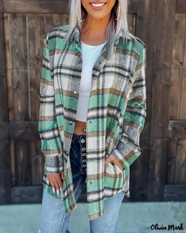 Deanwangkt - Plaid Print Long Sleeve Button-Up Shirt - Deanwangkt