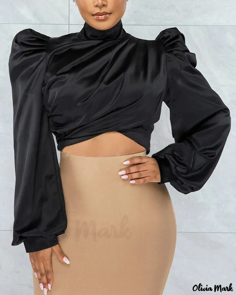 Deanwangkt - Long sleeve crop top with ruched detail and puff sleeves - Deanwangkt