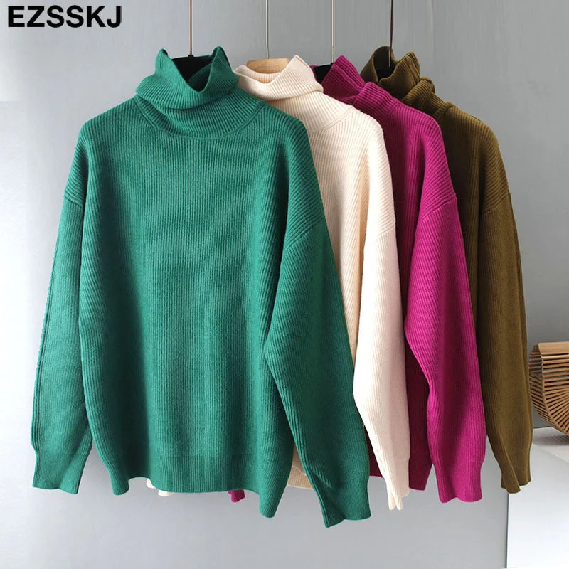 Christmas Gift Deanwangkt Women's Sweater Autumn Winter Warm Turtlenecks Casual Loose Oversized  wool sweaters  Pullover  Femme top - Deanwangkt