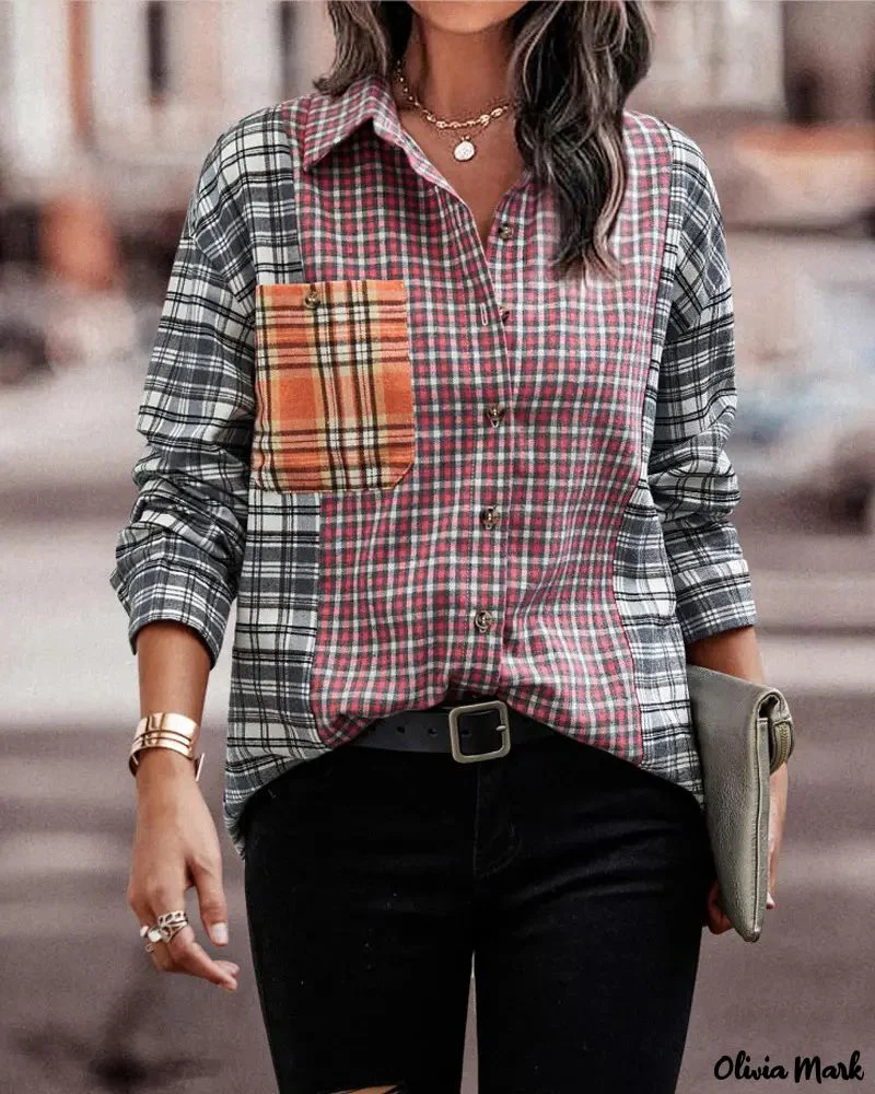 Deanwangkt - Plaid Print Long Sleeve Button-Up Shirt - Deanwangkt